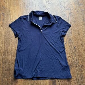Navy Blue Women's Golf Shirt with ribbing